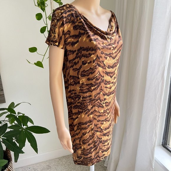 Diane Von Furstenberg DVF Mini Dress Silk Jersey Tiger Animal Print - Picture 5 of 12